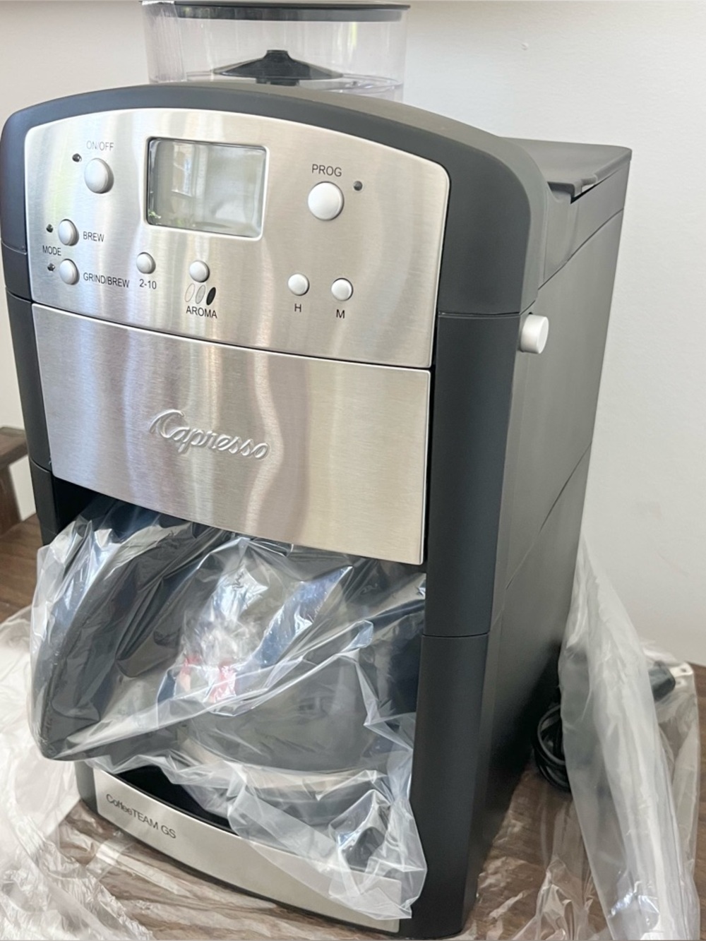 NIB Capresso Coffeeteam GS 10 Cup Digital Coffee Maker Stainless Black W Grinder - Picture 4 of 9